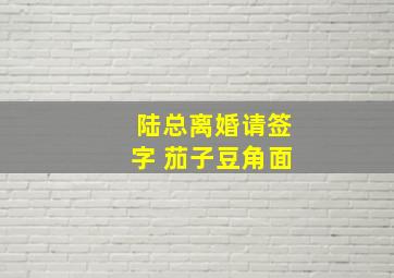 陆总离婚请签字 茄子豆角面